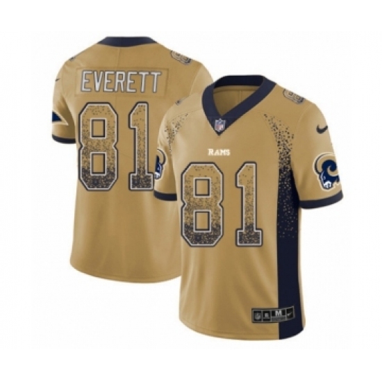 Youth Nike Los Angeles Rams 81 Gerald Everett Limited Gold Rush Drift Fashion NFL Jersey