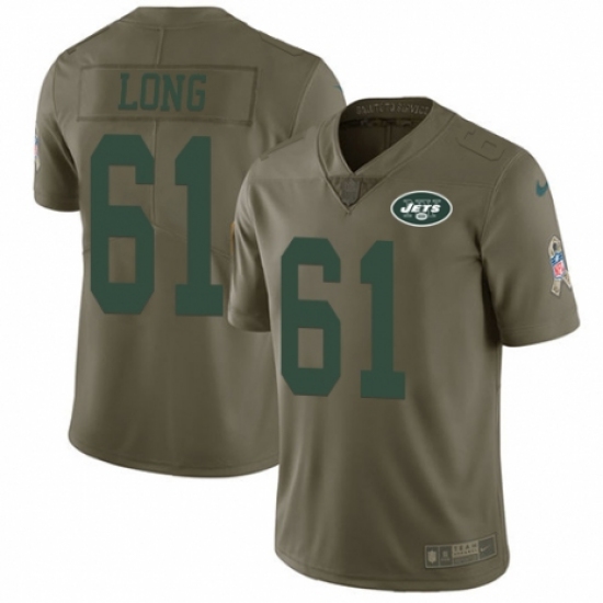 Men's Nike New York Jets 61 Spencer Long Limited Olive 2017 Salute to Service NFL Jersey