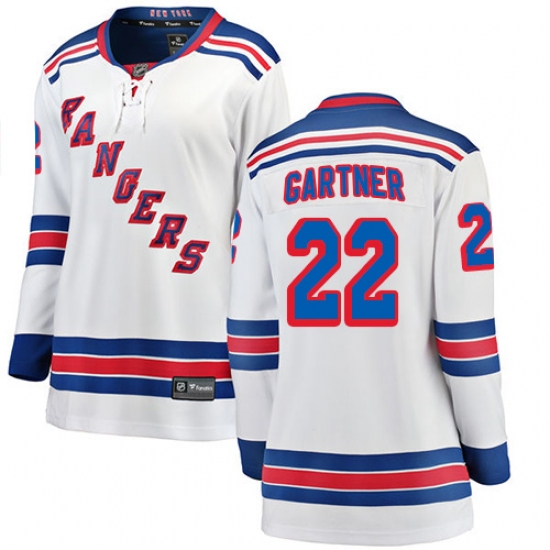 Women's New York Rangers 22 Mike Gartner Fanatics Branded White Away Breakaway NHL Jersey