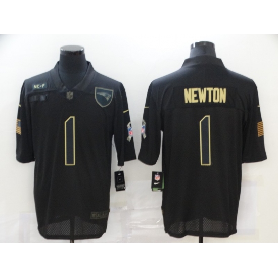 Men's New England Patriots 1 Cam Newton Black Nike 2020 Salute To Service Limited Jersey