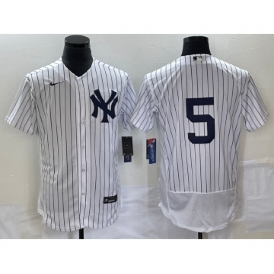 Men's New York Yankees 5 Joe DiMaggio White Flex Base Stitched Baseball Jersey