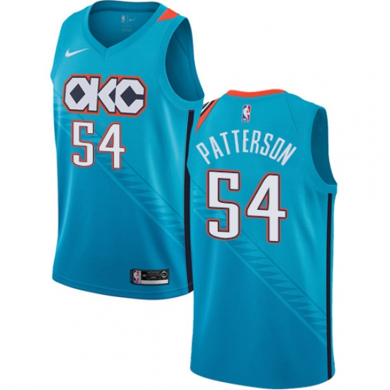 Men's Nike Oklahoma City Thunder 54 Patrick Patterson Swingman Turquoise NBA Jersey - City Edition