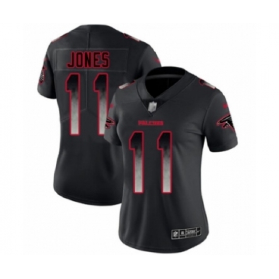 Women's Atlanta Falcons 11 Julio Jones Limited Black Smoke Fashion Football Jersey