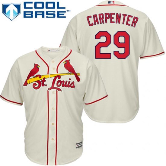 Youth Majestic St. Louis Cardinals 29 Chris Carpenter Replica Cream Alternate Cool Base MLB Jersey