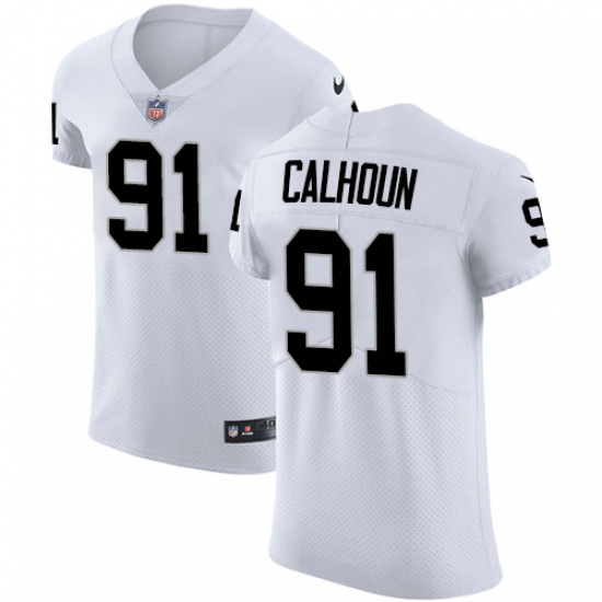 Men's Nike Oakland Raiders 91 Shilique Calhoun White Vapor Untouchable Elite Player NFL Jersey