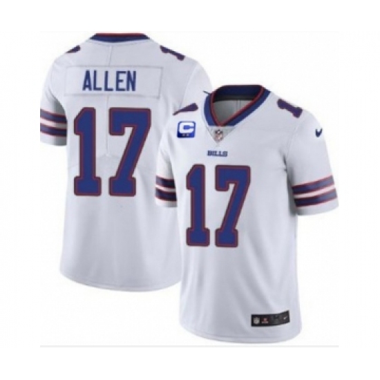 Men's Buffalo Bills 17 Josh Allen With C Patch White Vapor Untouchable Limited Stitched Jersey
