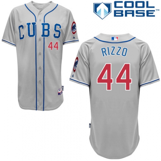 Men's Majestic Chicago Cubs 44 Anthony Rizzo Authentic Grey Alternate Road Cool Base MLB Jersey