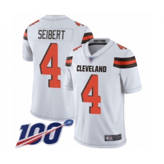 Men's Cleveland Browns 4 Austin Seibert White Vapor Untouchable Limited Player 100th Season Football Jersey