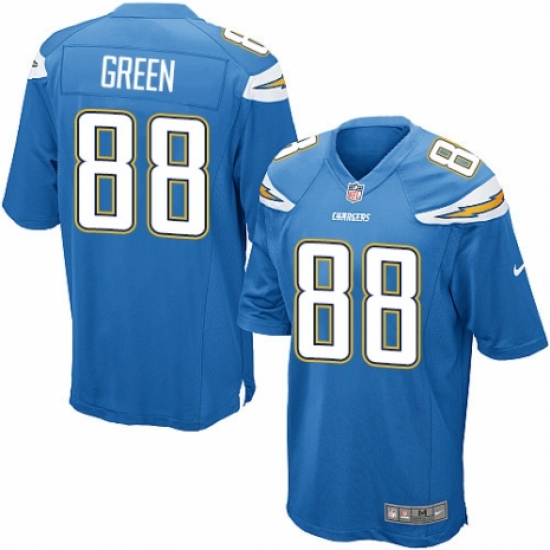 Men's Nike Los Angeles Chargers 88 Virgil Green Game Electric Blue Alternate NFL Jersey