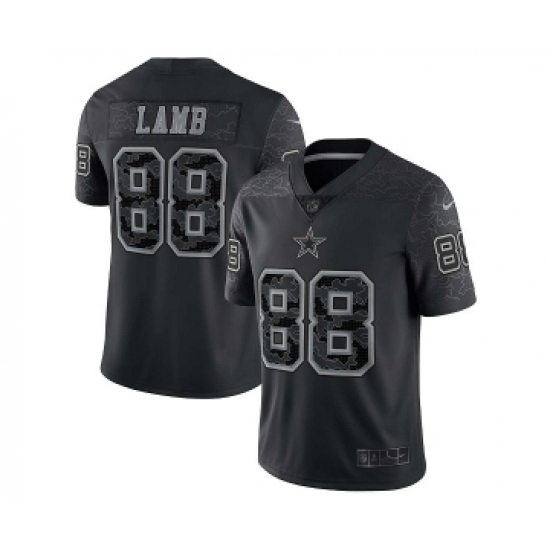 Men's Dallas Cowboys 88 CeeDee Lamb Black Reflective Limited Stitched Football Jersey