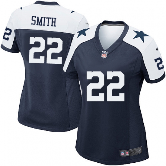 Women's Nike Dallas Cowboys 22 Emmitt Smith Game Navy Blue Throwback Alternate NFL Jersey