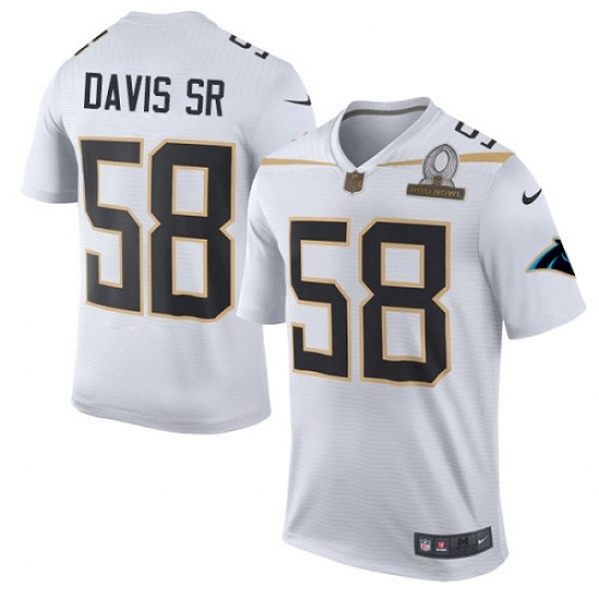 Men's Nike Carolina Panthers 58 Thomas Davis Elite White Team Rice 2016 Pro Bowl NFL Jersey