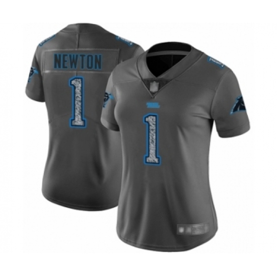 Women's Carolina Panthers 1 Cam Newton Limited Gray Static Fashion Football Jersey