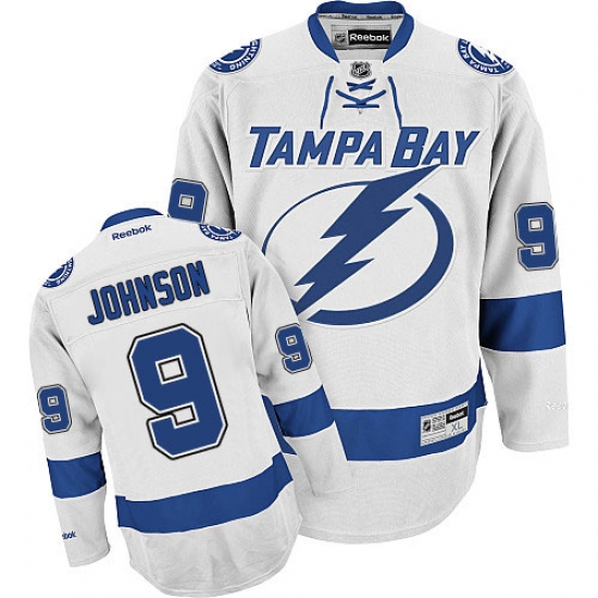 Men's Reebok Tampa Bay Lightning 9 Tyler Johnson Authentic White Away NHL Jersey