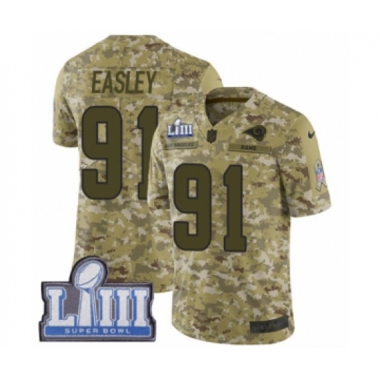 Youth Nike Los Angeles Rams 91 Dominique Easley Limited Camo 2018 Salute to Service Super Bowl LIII Bound NFL Jersey