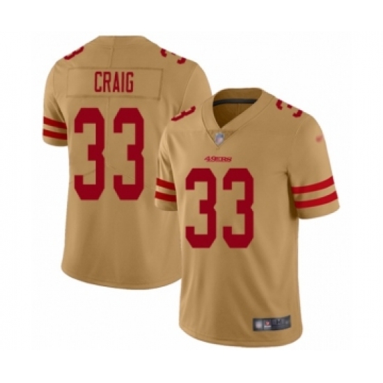 Men's San Francisco 49ers 33 Roger Craig Limited Gold Inverted Legend Football Jersey