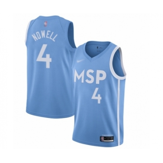 Men's Minnesota Timberwolves 4 Jaylen Nowell Swingman Blue Basketball Jersey - 2019 20 City Edition