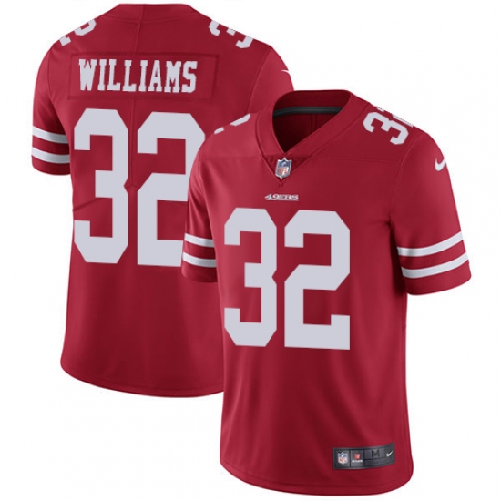 Youth Nike San Francisco 49ers 32 Joe Williams Red Team Color Vapor Untouchable Elite Player NFL Jersey