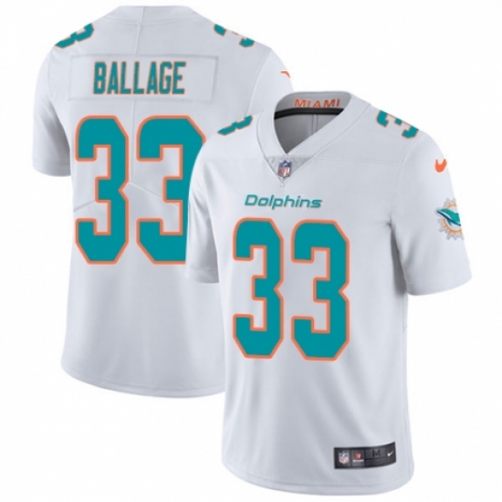 Youth Nike Miami Dolphins 33 Kalen Ballage White Vapor Untouchable Limited Player NFL Jersey
