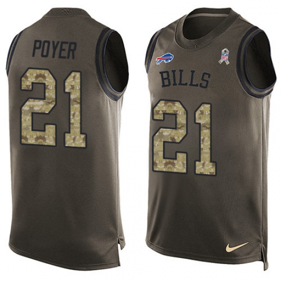 Men's Nike Buffalo Bills 21 Jordan Poyer Limited Green Salute to Service Tank Top NFL Jersey