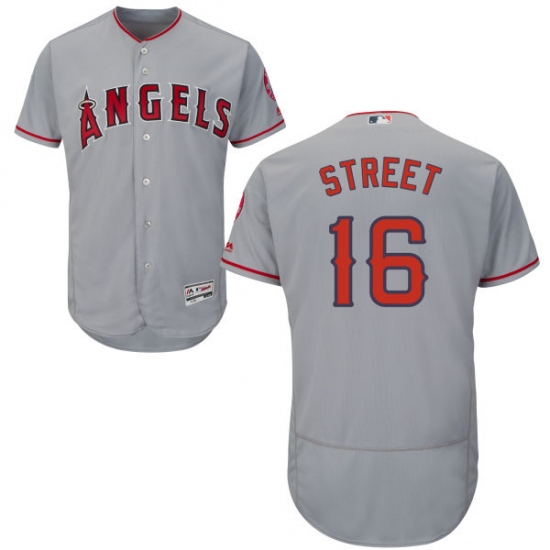 Men's Majestic Los Angeles Angels of Anaheim 16 Huston Street Grey Road Flex Base Authentic Collection MLB Jersey