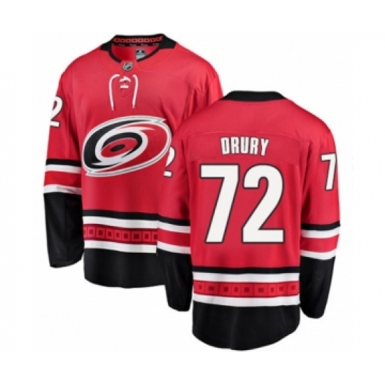 Men's Carolina Hurricanes 72 Jack Drury Authentic Red Home Fanatics Branded Breakaway NHL Jersey