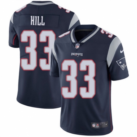Men's Nike New England Patriots 33 Jeremy Hill Navy Blue Team Color Vapor Untouchable Limited Player NFL Jersey