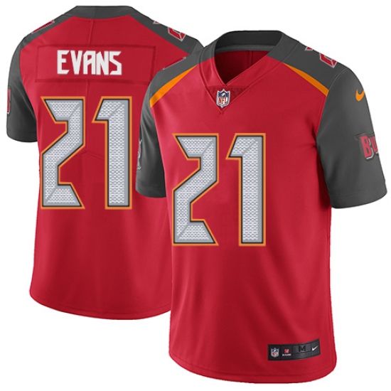 Youth Nike Tampa Bay Buccaneers 21 Justin Evans Red Team Color Vapor Untouchable Limited Player NFL Jersey