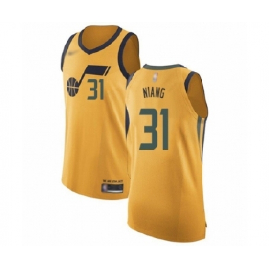 Men's Utah Jazz 31 Georges Niang Authentic Gold Basketball Jersey Statement Edition