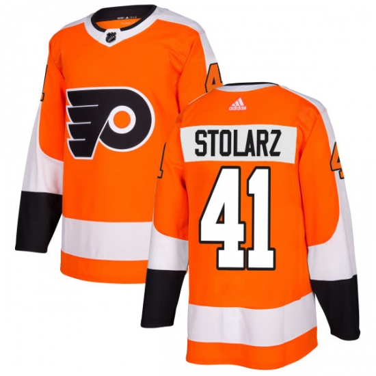 Men's Adidas Philadelphia Flyers 41 Anthony Stolarz Authentic Orange Home NHL Jersey