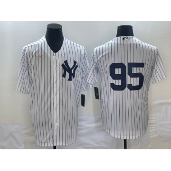 Men's New York Yankees 95 Oswaldo Cabrera White No Name Throwback Stitched MLB Cool Base Nike Jersey