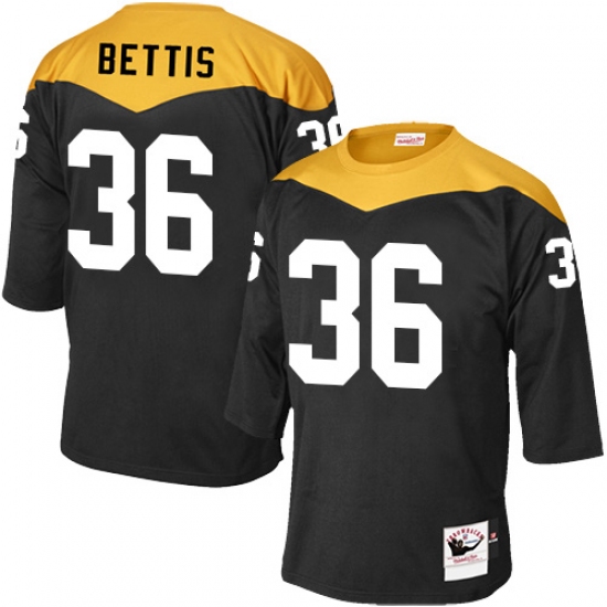 Men's Mitchell and Ness Pittsburgh Steelers 36 Jerome Bettis Elite Black 1967 Home Throwback NFL Jersey