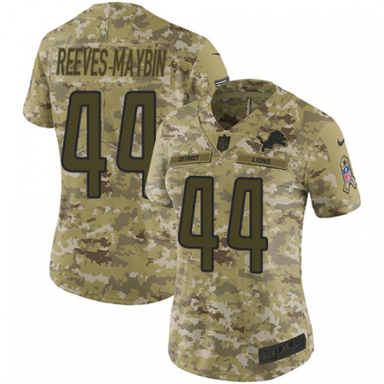 Women's Nike Detroit Lions 44 Jalen Reeves-Maybin Limited Camo 2018 Salute to Service NFL Jersey