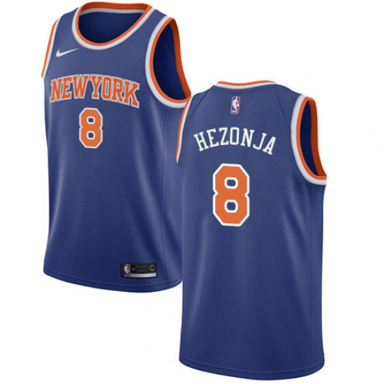 Men's Nike New York Knicks 8 Mario Hezonja Swingman Royal Blue NBA Jersey - Icon Edition