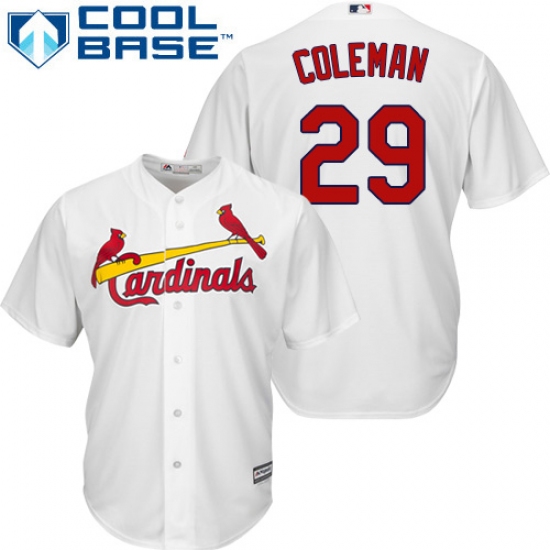 Youth Majestic St. Louis Cardinals 29 Vince Coleman Replica White Home Cool Base MLB Jersey