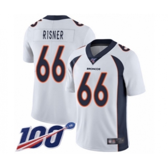 Men's Denver Broncos 66 Dalton Risner White Vapor Untouchable Limited Player 100th Season Football Jersey