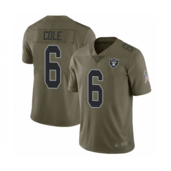 Youth Oakland Raiders 6 A.J. Cole Limited Olive 2017 Salute to Service Football Jersey