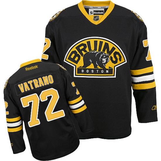 Women's Reebok Boston Bruins 72 Frank Vatrano Authentic Black Third NHL Jersey