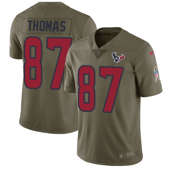 Men's Nike Houston Texans 87 Demaryius Thomas Limited Olive 2017 Salute to Service NFL Jersey