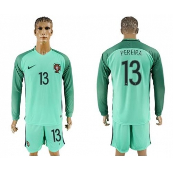 Portugal 13 Pereira Away Long Sleeves Soccer Country Jersey