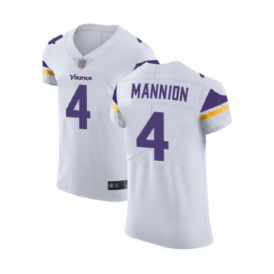 Men's Minnesota Vikings 4 Sean Mannion White Vapor Untouchable Elite Player Football Jersey