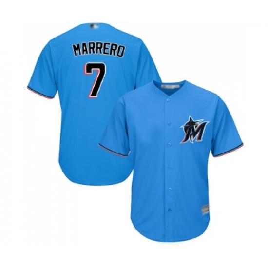 Men's Miami Marlins 7 Deven Marrero Replica Blue Alternate 1 Cool Base Baseball Jersey