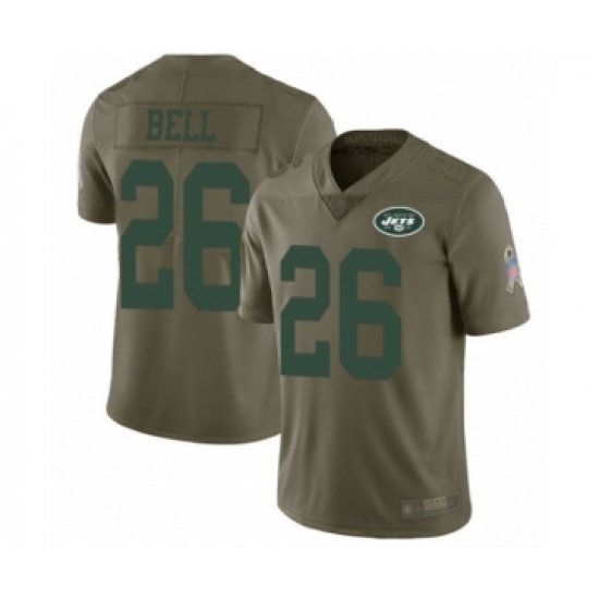 Men's New York Jets 26 Le Veon Bell Limited Olive 2017 Salute to Service Football Jersey