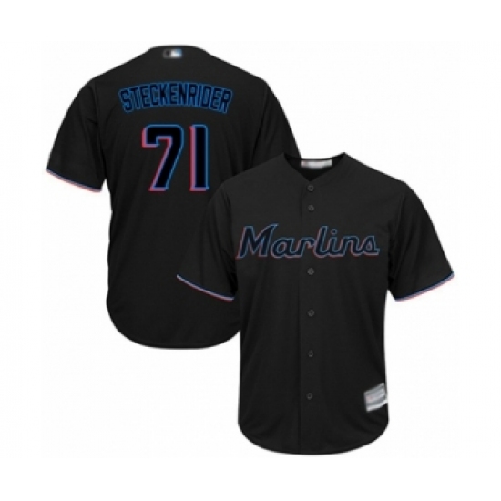 Youth Miami Marlins 71 Drew Steckenrider Authentic Black Alternate 2 Cool Base Baseball Player Jersey