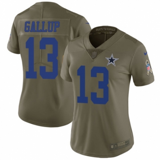 Women's Nike Dallas Cowboys 13 Michael Gallup Limited Olive 2017 Salute to Service NFL Jersey