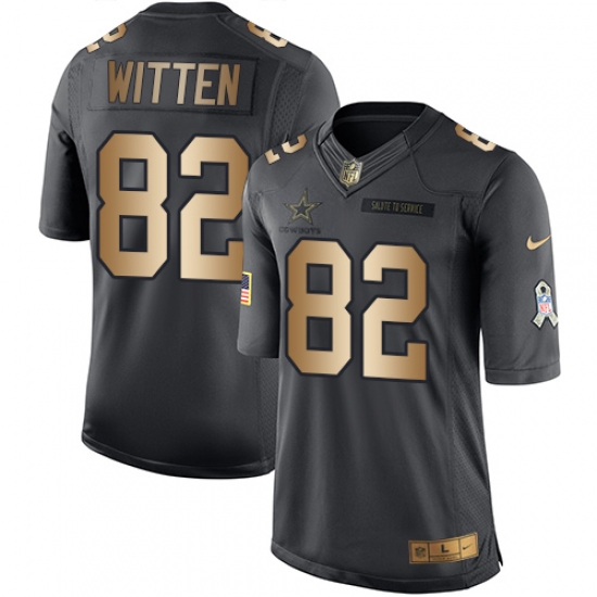 Youth Nike Dallas Cowboys 82 Jason Witten Limited Black/Gold Salute to Service NFL Jersey