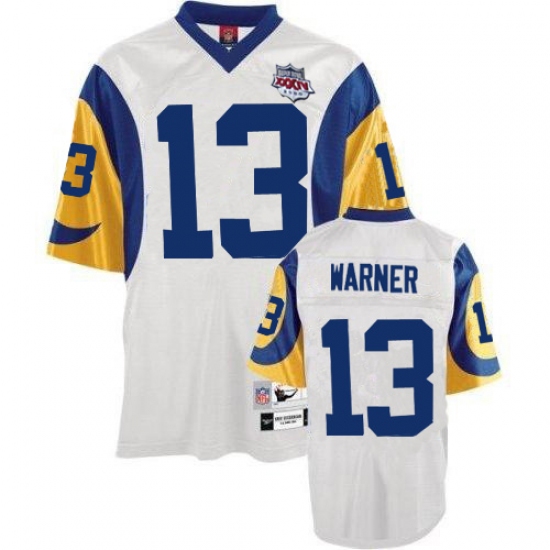 Mitchell and Ness Los Angeles Rams 13 Kurt Warner Authentic White Super Bowl XXXIV Throwback NFL Jersey