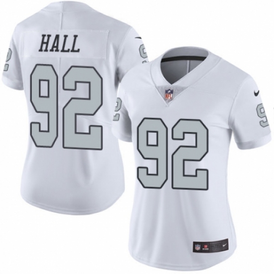 Women's Nike Oakland Raiders 92 P.J. Hall Limited White Rush Vapor Untouchable NFL Jersey