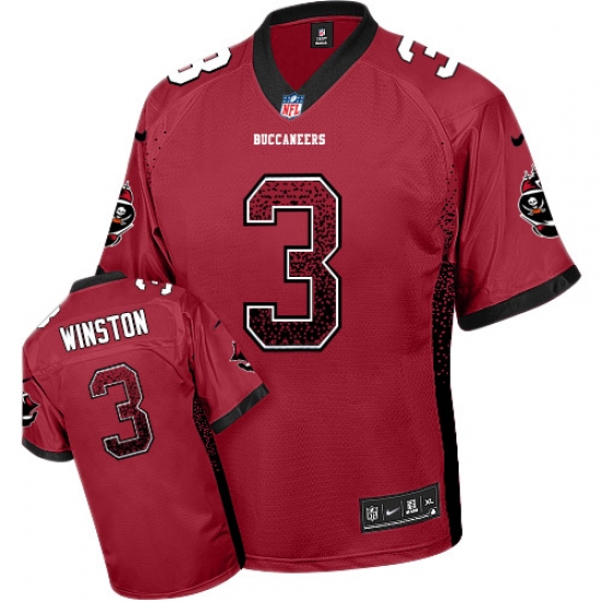 Men's Nike Tampa Bay Buccaneers 3 Jameis Winston Elite Red Drift Fashion NFL Jersey