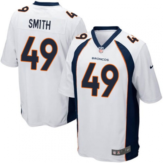 Men's Nike Denver Broncos 49 Dennis Smith Game White NFL Jersey